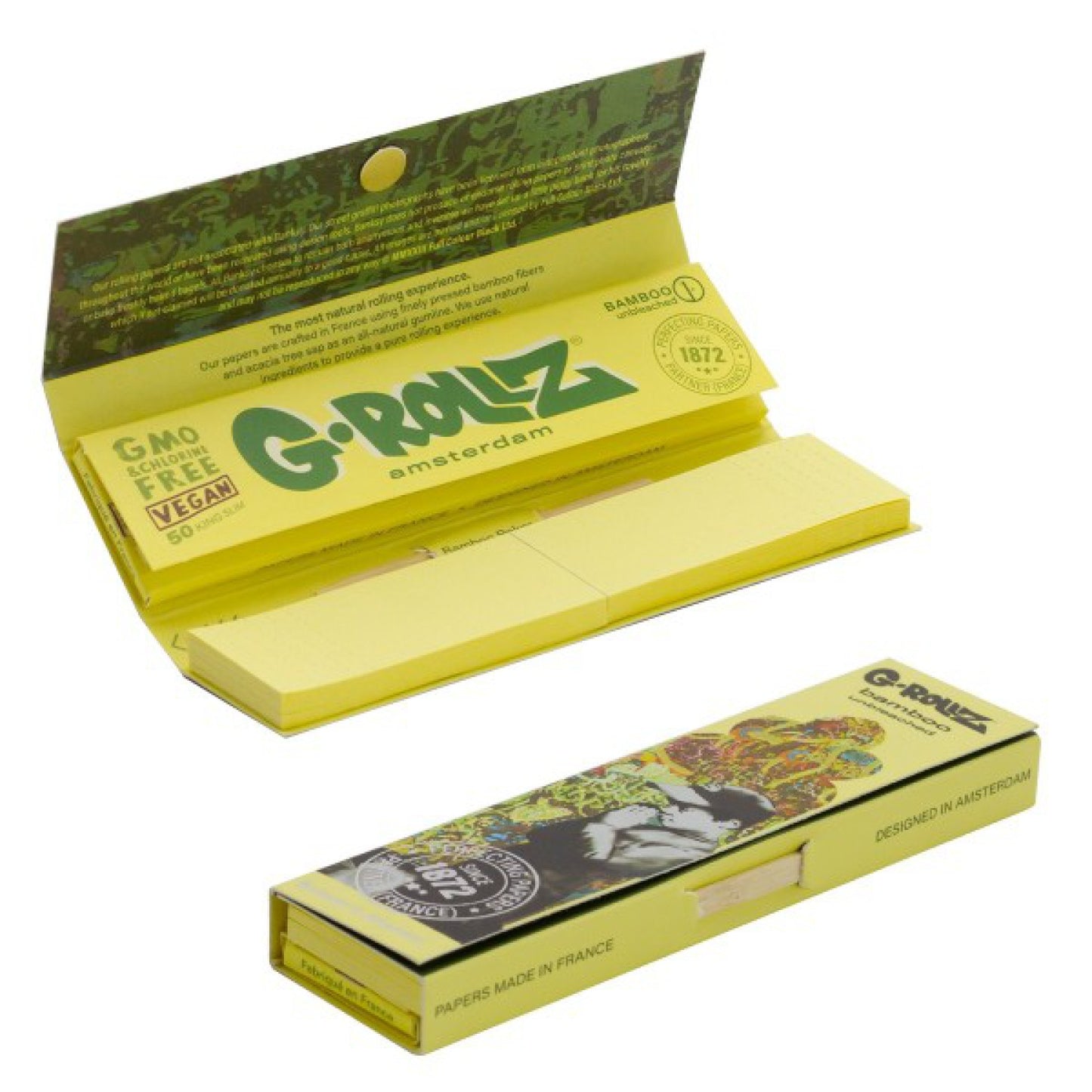 G-Rollz | Banksy`s Graffiti 'Praying Boy' Bamboo 50 KS Slim Papers + Tips 24er