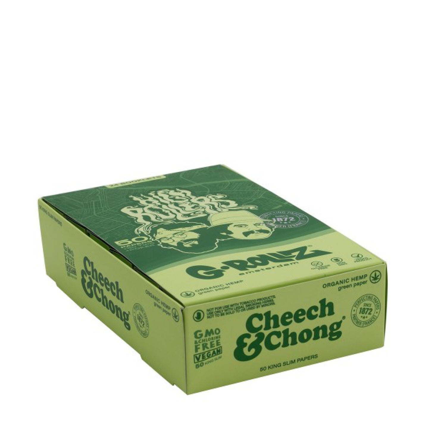 G-Rollz | Cheech & Chong Orgnanic Green Hemp 50 KS Slim Papers + Tips 24er