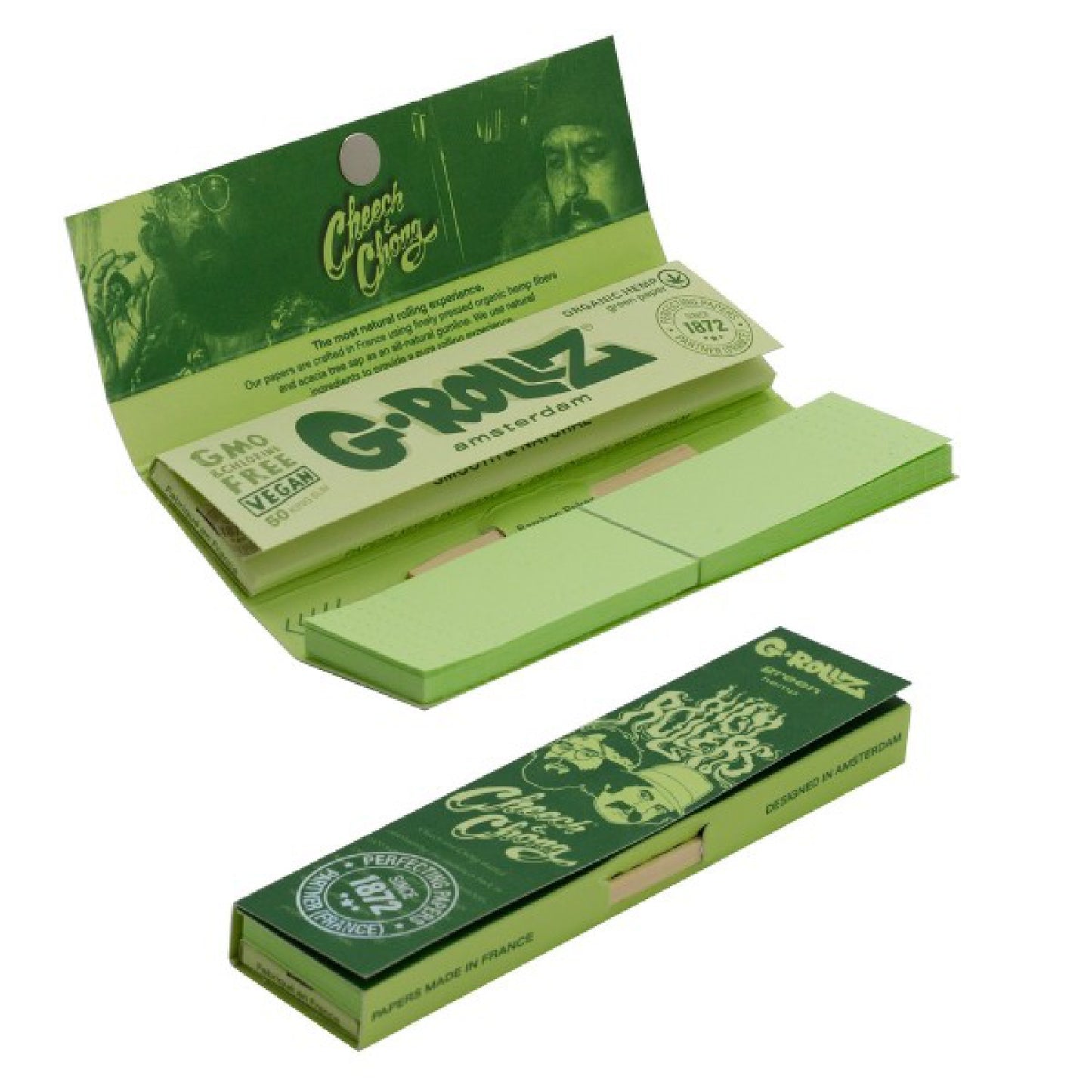 G-Rollz | Cheech & Chong Orgnanic Green Hemp 50 KS Slim Papers + Tips 24er