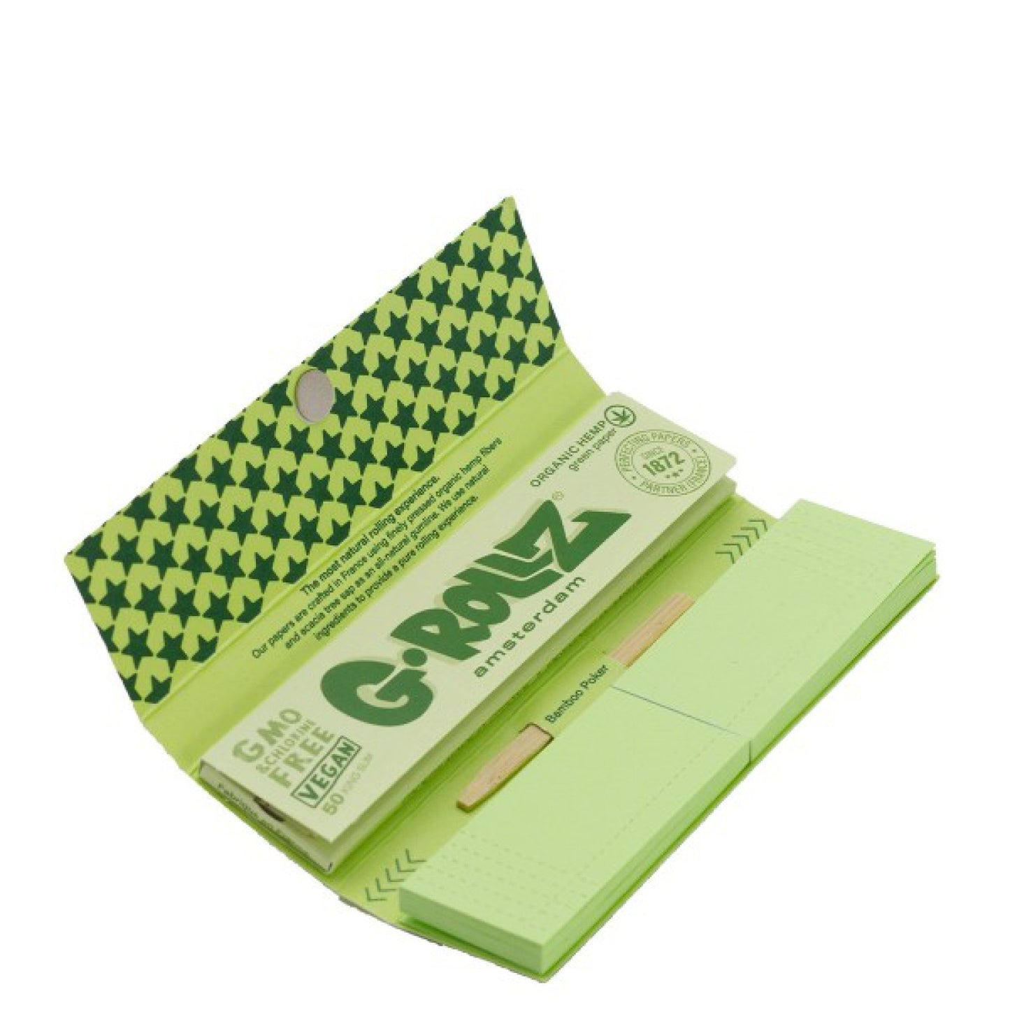 G-Rollz | Pets Rock ‘Reggae’ Green Hemp - 50 KS Slim Papers + Tips (Display with 24 booklets)