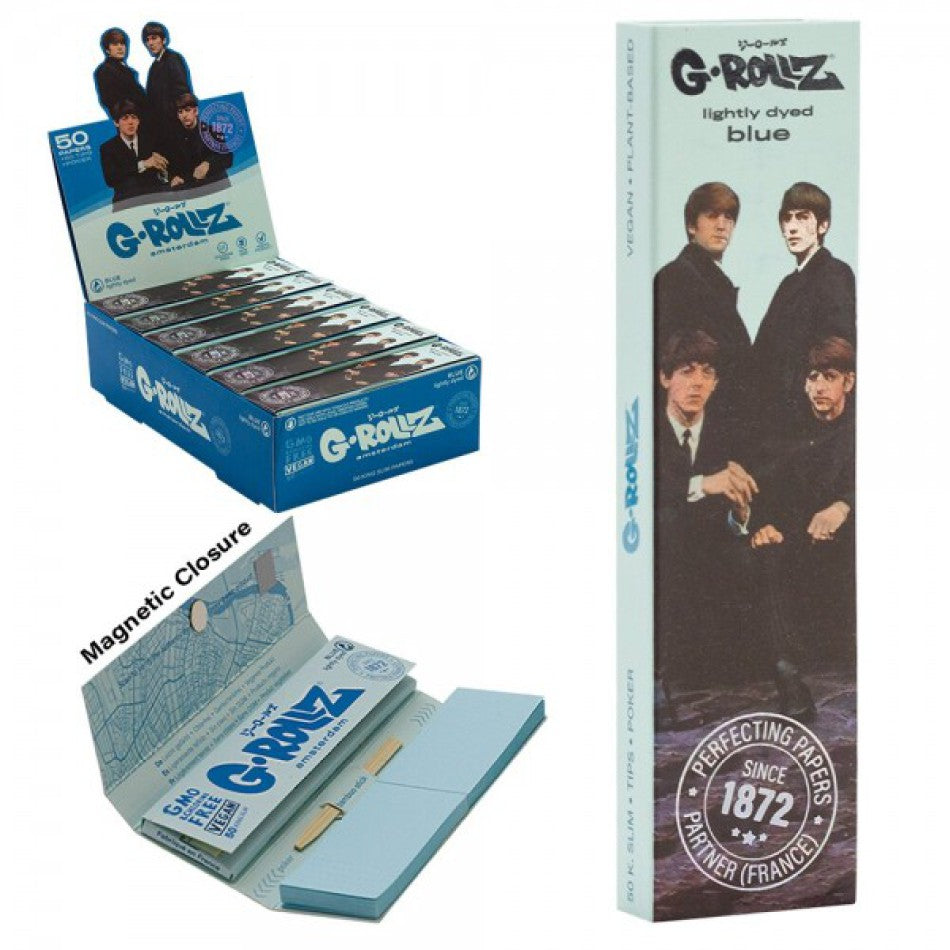 G Rollz | ‘'London Take Over’' Blue - 50 KS Slim Papers + Tips (Display with 24 booklets)