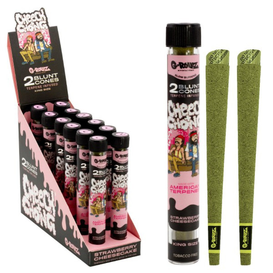 G-ROLLZ Cheech & Chong Terpene Infused " Strawberry Cheesecake " Premium Blunt Cones 