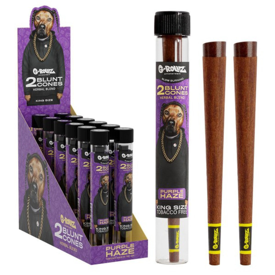 G-ROLLZ The Dog " Purple Haze " Terpene-Infused Premium Herbal Blunt Cones