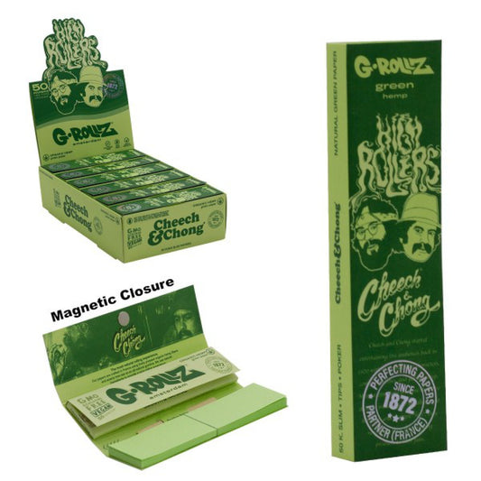 G-Rollz | Cheech & Chong Orgnanic Green Hemp 50 KS Slim Papers + Tips 24er