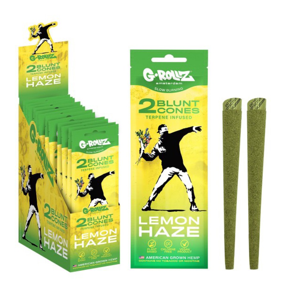 G-ROLLZ, Banksy `s Graffiti " Lemon Haze" Pre- Rolled CBD + Hemp Wraps